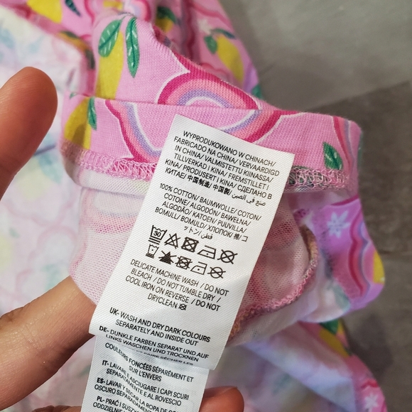 Mini Boden Summer Dress. Cotton. Smocked Torso. Pink. Lemon Print. Kid 9-10 yo. - Picture 3 of 10